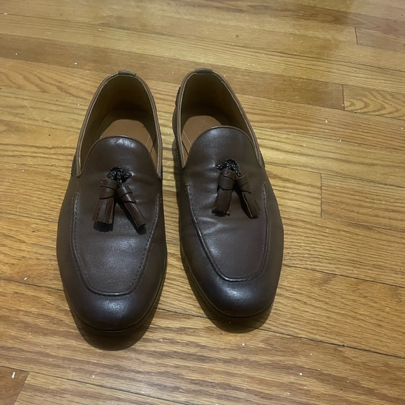 Zara Men’s Brown Leather Tassel Loafers Sz 43 main image 8